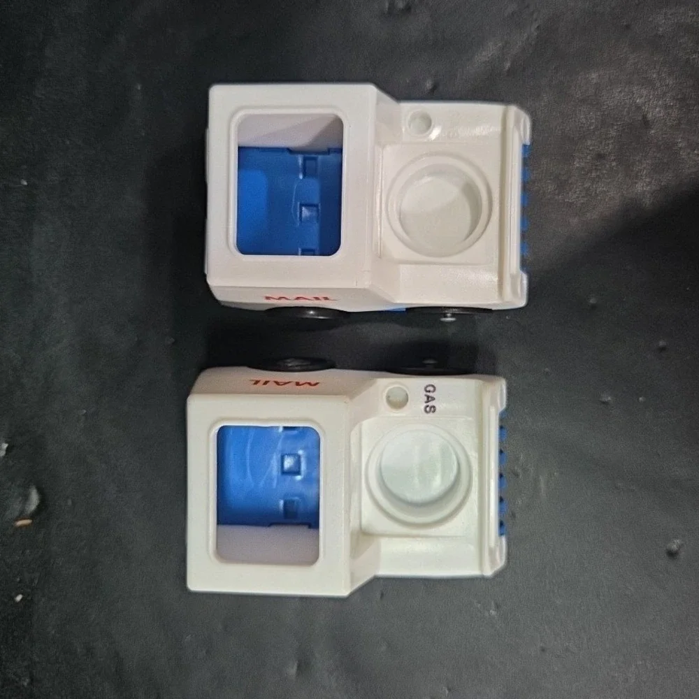 Fisher Price Little People Mail Trucks, Set of 2, Vintage White Blue Plastic Toy